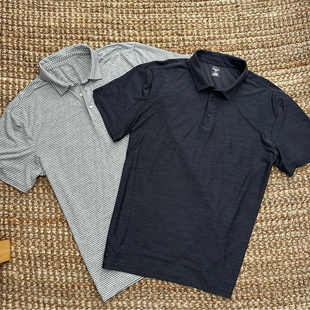 2 Item Combo Roundtree & Yorke Performance Polo Shirts Mens XXL Black Gray